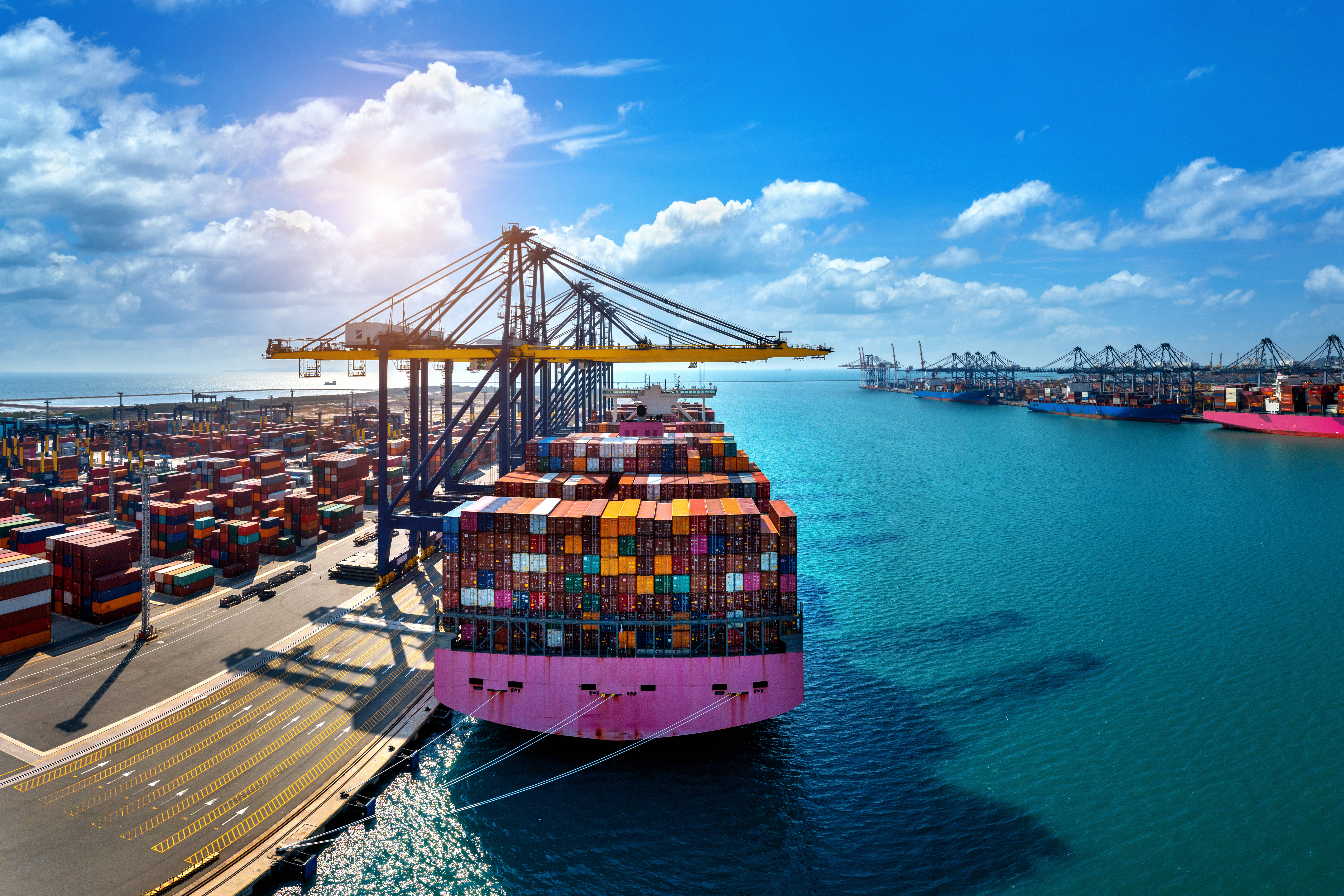 Cargo ships at harbor